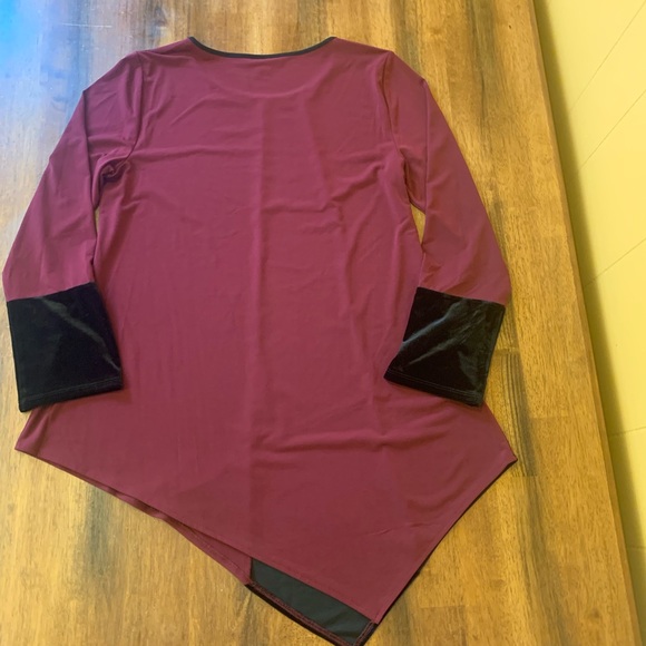 Alfani asymmetrical tunic women’s medium burgundy black velvet accents holiday - Picture 6 of 7